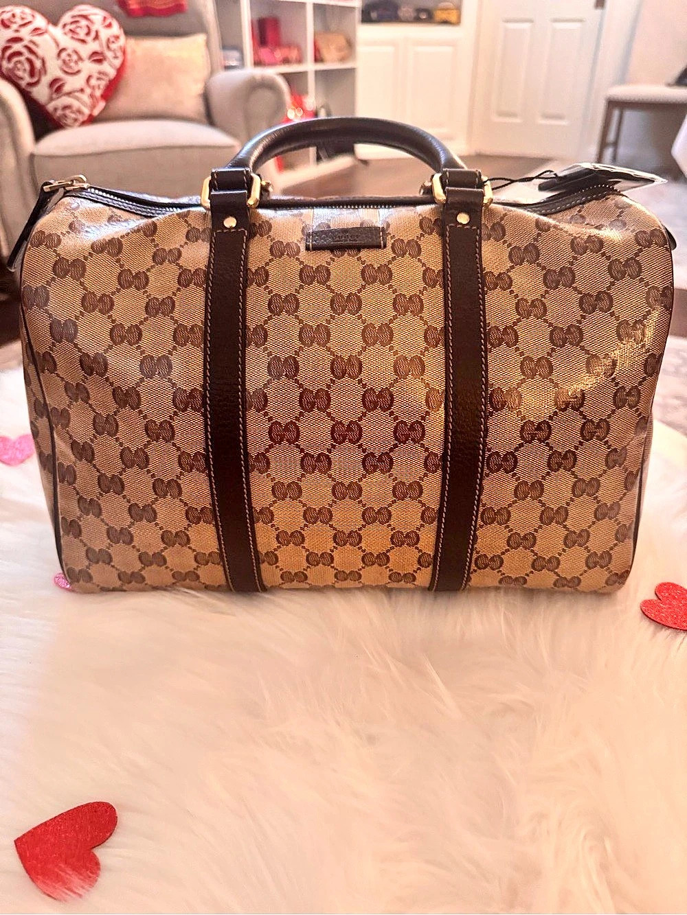 Gucci GG Supreme Monogram Boston Bag Brown